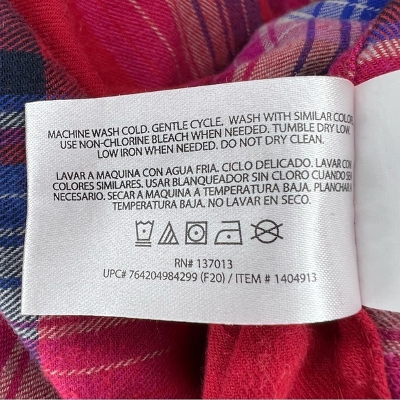 S Orvis Red & Blue Plaid Flannel Button Down Long Sleeve Shirt Small Top 4 6 - Picture 8 of 10